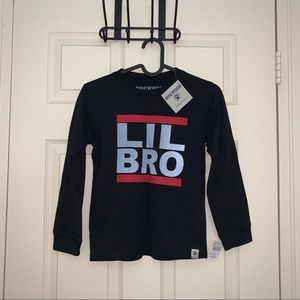 kids DOGWOOD black long-sleeve graphic “lil bro” tee